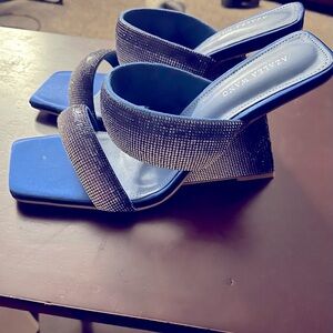 Blue wedge heel sandals